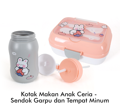 Kotak Makan Anak Ceria - Sendok Garpu dan Tempat Minum